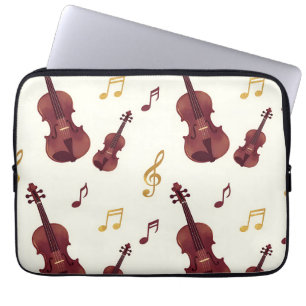 Housse Pour Ordinateur Portable Violons musicaux motif sans couture