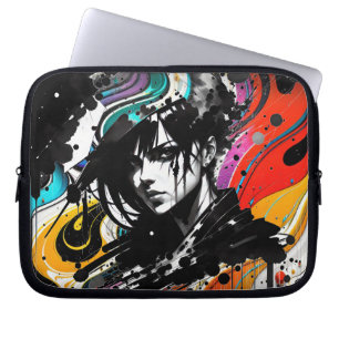Housse Pour Ordinateur Portable Visage de femme Pop Art avec tourbillons de peintu