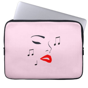 Housse Pour Ordinateur Portable Visage de musique féminine