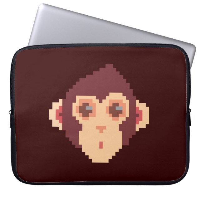 Housse Pour Ordinateur Portable Visage de singe pixelisé mignon (Devant)