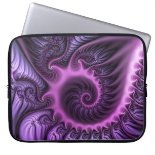 Housse Pour Ordinateur Portable Vivid Cool Abstrait rose violet Fractal Art Spiral