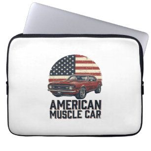 Housse Pour Ordinateur Portable Voiture Musclée Américaine Vintage Flag Chemise De