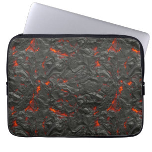 Housse Pour Ordinateur Portable Volcan de lave molle noir et rouge