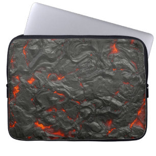 Housse Pour Ordinateur Portable Volcan de lave molle noir et rouge