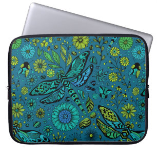 Housse Pour Ordinateur Portable Voler, pilonner la libellule en bleu