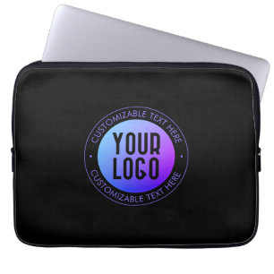 Housse Pour Ordinateur Portable Votre logo & moderne bleu & violet Ombre dégradant