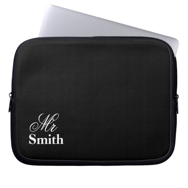 Housse Pour Ordinateur Portable Votre nom M Smith Noir (Devant)
