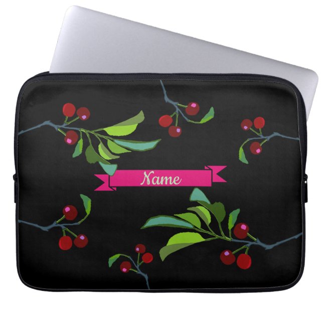 Housse Pour Ordinateur Portable Votre Nom Trois Cerises Membre (Devant)