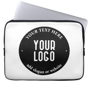 Housse Pour Ordinateur Portable Votre texte et votre logo téléchargé Noir et bla