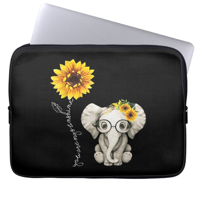 Housse Pour Ordinateur Portable Vous Êtes Mon Sunshine Hippie Sunflower Elephant (Devant)