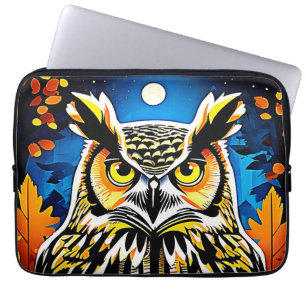 Housse Pour Ordinateur Portable Vue de la Chouette Lune