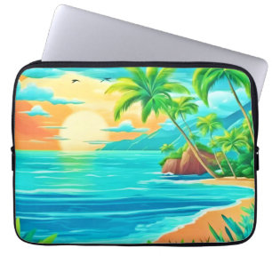 Housse Pour Ordinateur Portable Vue sur la côte du coucher de soleil du Paradis tr