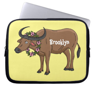 Housse Pour Ordinateur Portable Water buffalo with flowers
