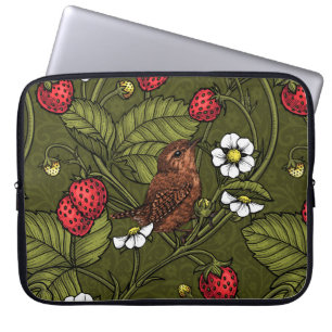 Housse Pour Ordinateur Portable Wens et fraises sur vert foncé