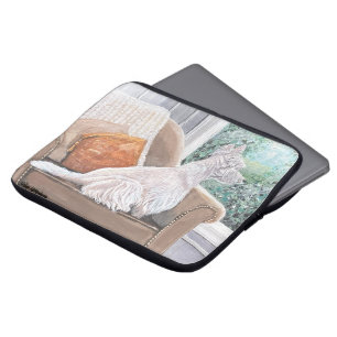 Housse Pour Ordinateur Portable Westie regardant par une fenêtre