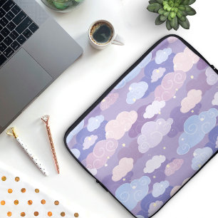 Housse Pour Ordinateur Portable Whimsical Pastel Clouds et étoiles Motif