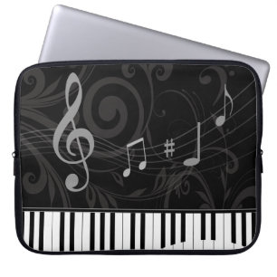Housse Pour Ordinateur Portable Whimsical piano and musical notes