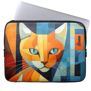 Housse Pour Ordinateur Portable Whiskers Abstraits : Chat orange
