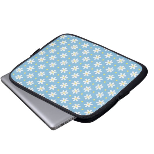 Housse Pour Ordinateur Portable White Daisies Pattern Custom Background (Devant bas)