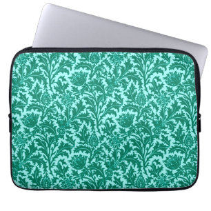 Housse Pour Ordinateur Portable William Morris Thistle Damask, Turquoise et Aqua
