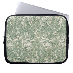 Housse Pour Ordinateur Portable William Morris tulip fond textile vert