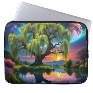 Housse Pour Ordinateur Portable Willow tree under Pleine lune N Starry ciel Sunset