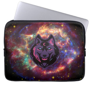 Housse Pour Ordinateur Portable Wolf Graphic Art, Loup Cosmique Violet