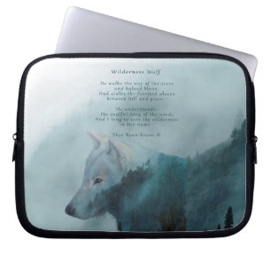 Housse Pour Ordinateur Portable Wolf sauvage et poème éco