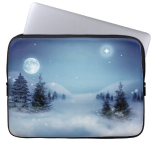 Housse Pour Ordinateur Portable Wonderland d'hiver de nuit