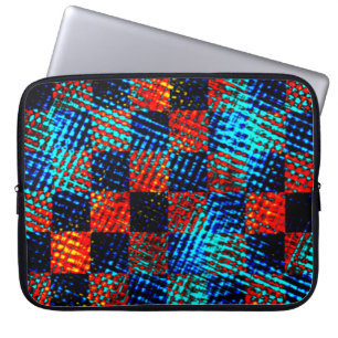 Housse Pour Ordinateur Portable Xadrez azul, laranja, faux sujo ou manchado.
