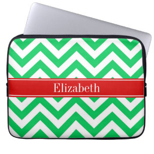 Housse Pour Ordinateur Portable Xmas Emerald White LG Chevron Nom rouge Monogramme
