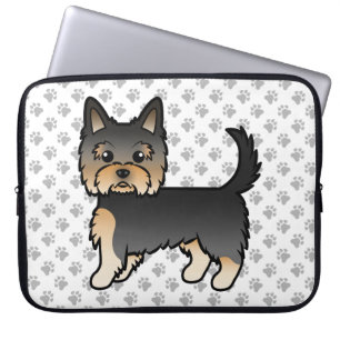 Housse Pour Ordinateur Portable Yorkshire Terrier noir et feu Dessin animé Chien &