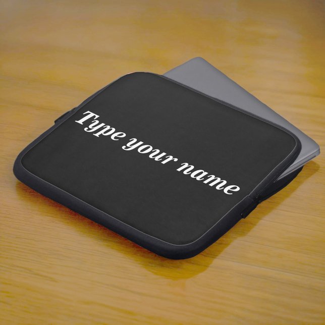 Housse Pour Ordinateur Portable Your Name on Black Laptop Sleeve (Black laptop sleeve with your name)