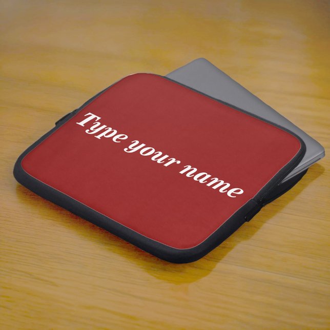 Housse Pour Ordinateur Portable Your Name on Red Laptop Sleeve (Red laptop sleeve with your name)