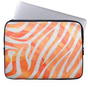 Housse Pour Ordinateur Portable Zebra Orange and White Print