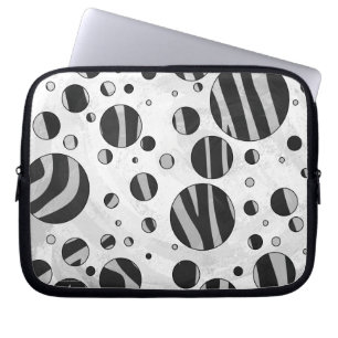 Housse Pour Ordinateur Portable Zebra Polka point noir et gris clair