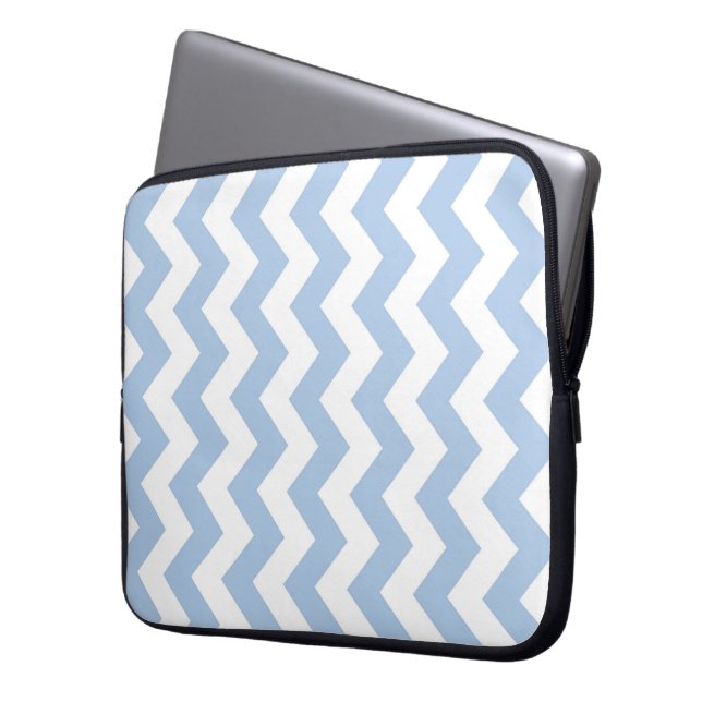 Housse Pour Ordinateur Portable Zigzag bleu clair et blanc (devant gauche)