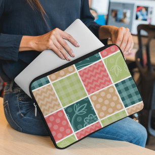 Housse Pour Ordinateur Portable Zigzag, Chevron, En vichy, Pois, Patchwork