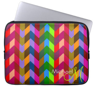 Housse Pour Ordinateur Portable Zigzag coloré de Chevron de monogramme fait sur