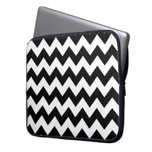 Housse Pour Ordinateur Portable Zigzag noir et blanc