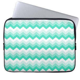Housse Pour Ordinateur Portable Zigzag patroon (turquoise, wit en groen)