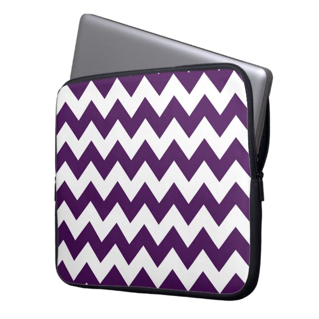 Housse Pour Ordinateur Portable Zigzag violet et blanc (devant gauche)