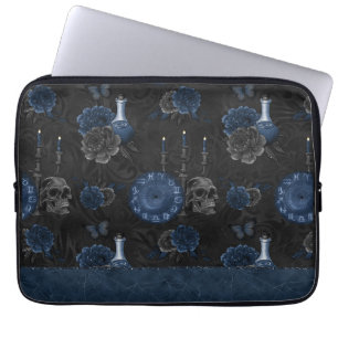 Housse Pour Ordinateur Portable Zodiaque magic   Dark Navy Blue Gothic Skull