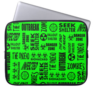 Housse Pour Ordinateur Portable Zombi, manifestation, noir de Biohazard et vert de