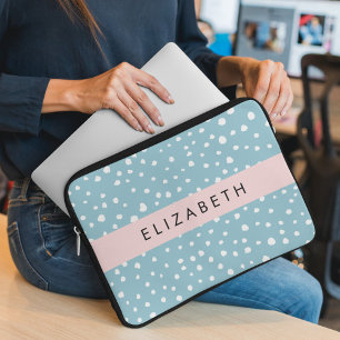 Housse Pour Ordinateur Portable Zones Dalmatiennes Bleues, Points Dalmatiens, Votr