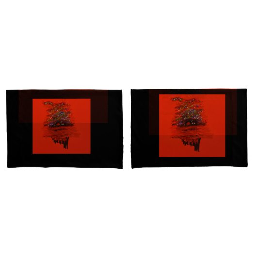 Housses de coussin de paysage à lune orange (devant-Set)