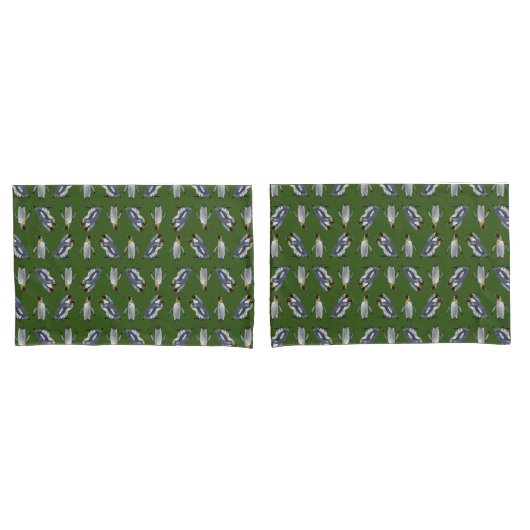 Housses de coussin King Penguin Frenzy (Vert foncé (devant-Set)