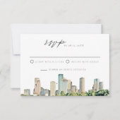 HOUSTON Aquarelle Skyline Mariage RSVP Invitation (Devant)