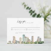 HOUSTON Aquarelle Skyline Mariage RSVP Invitation (Debout devant)