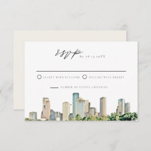 HOUSTON Aquarelle Skyline Mariage RSVP Invitation